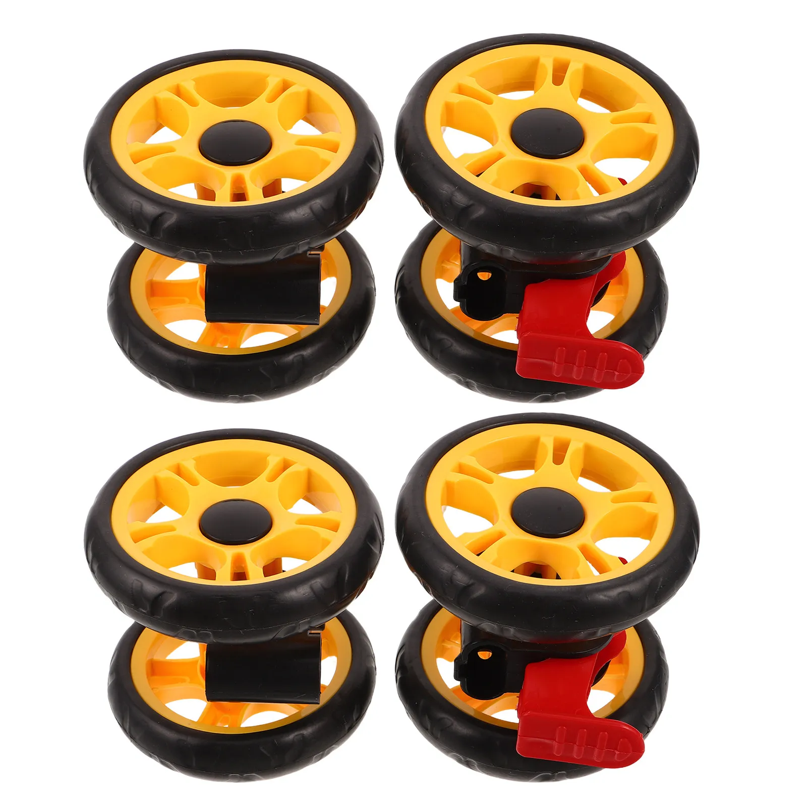 

4Pcs Swivel Roller Wheel for Stroller with Brake 12Cm Plastic Baby Stroller Wheels Replacement Set Enhanced Sleep Comfort