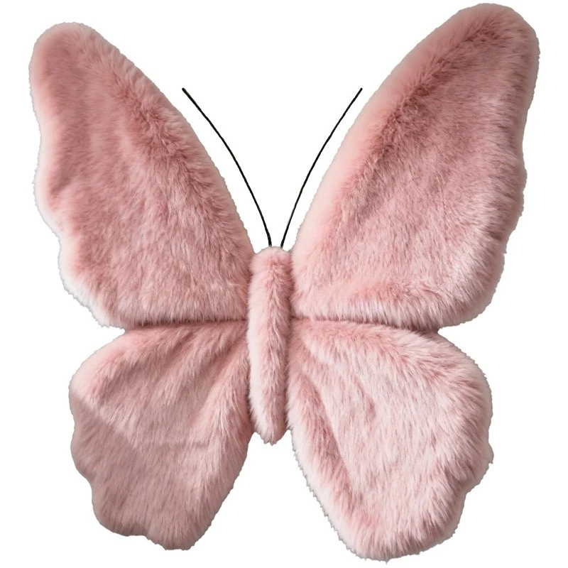 Giant plush butterfly fluffy decorative ornament girl landscaping wedding beauty window large simulation winter