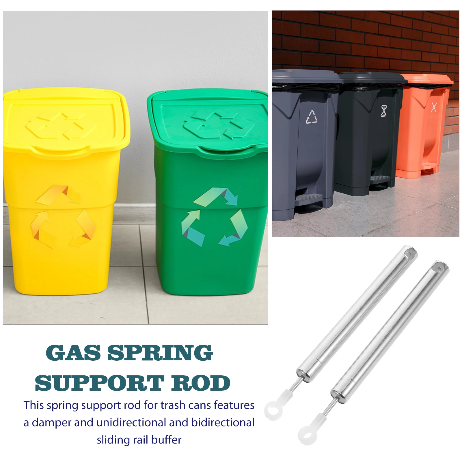 

2pcs Trash Can Damper Garbage Bin Soft Closing Buffer Piston Replacement Silent Steel Support Rod Metal Buffer For Waste Bin