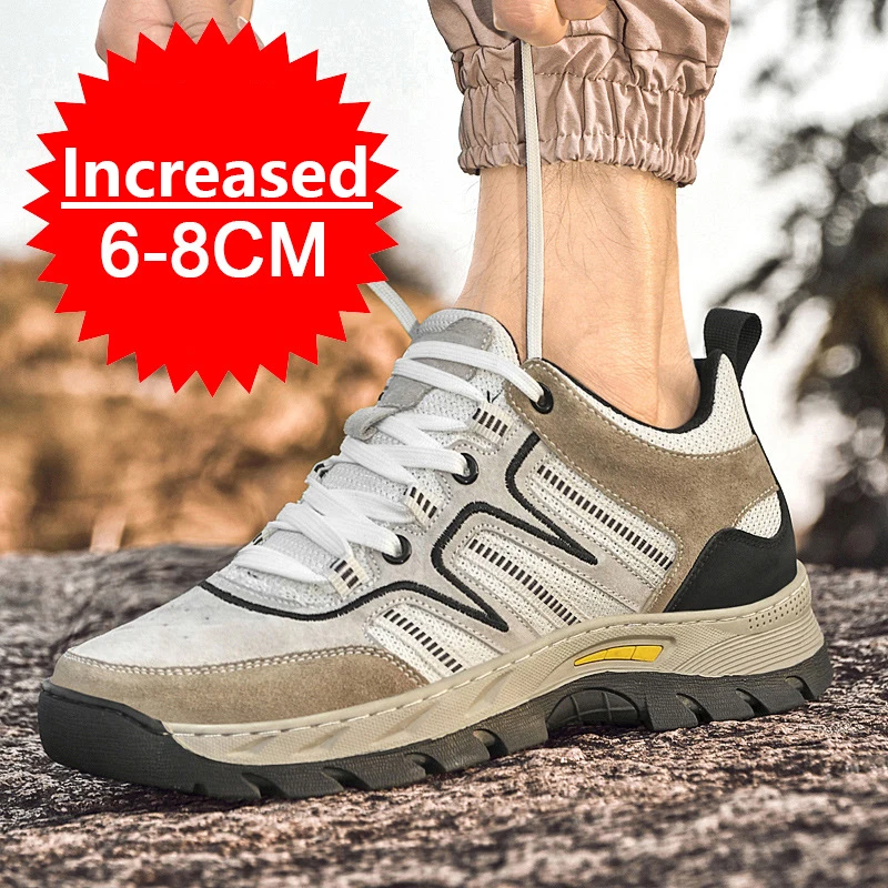 

New Men Spring Autumn Invisible Internal Height Increase 8cm Casual Shoes Breathable Youth Unique Sports Mesh Shoes Rubber Sole