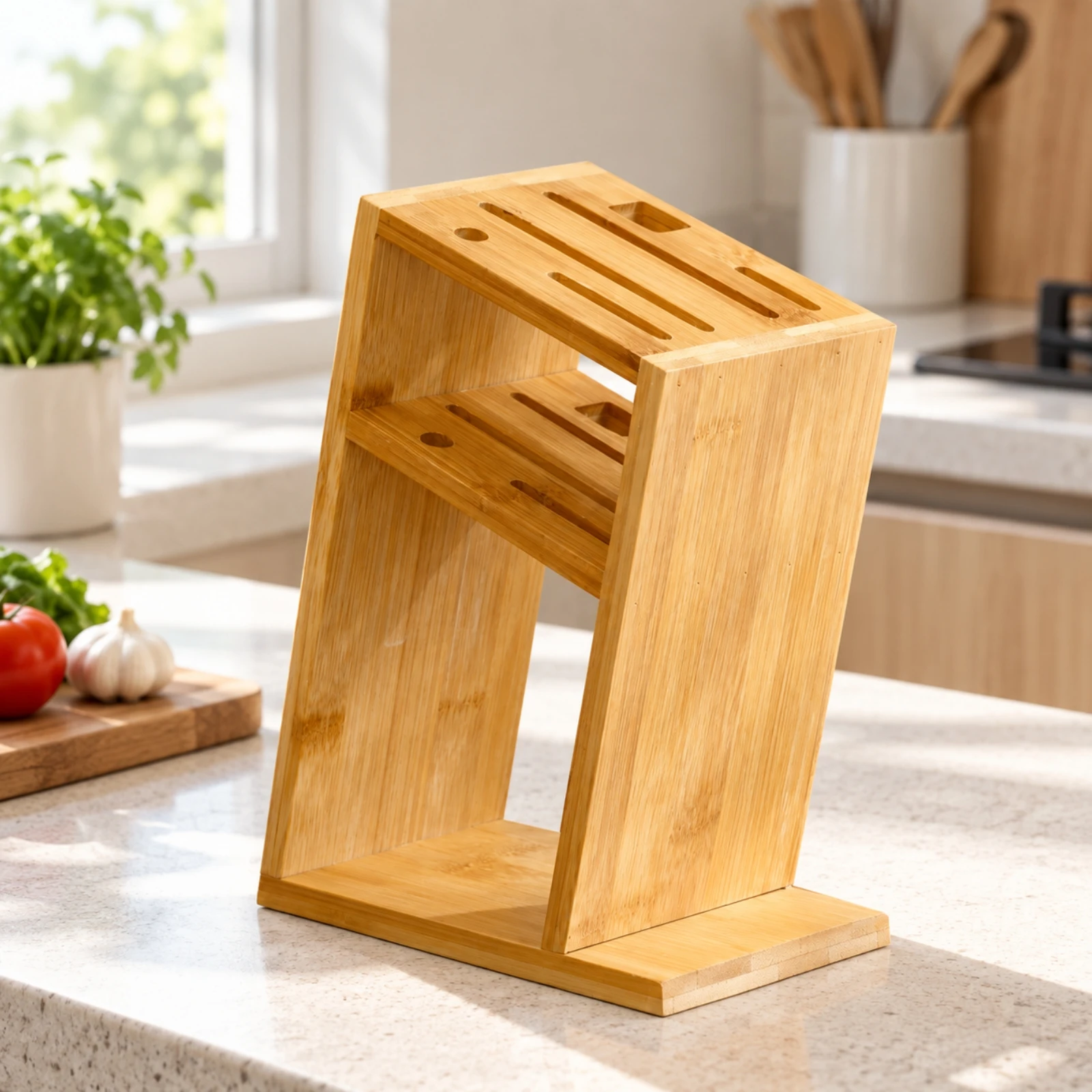 Countertop Blade Rack Long-Lasting Slanted Blade Rack with Ventilation Slots Kitchen Storage Compact Easy to Clean