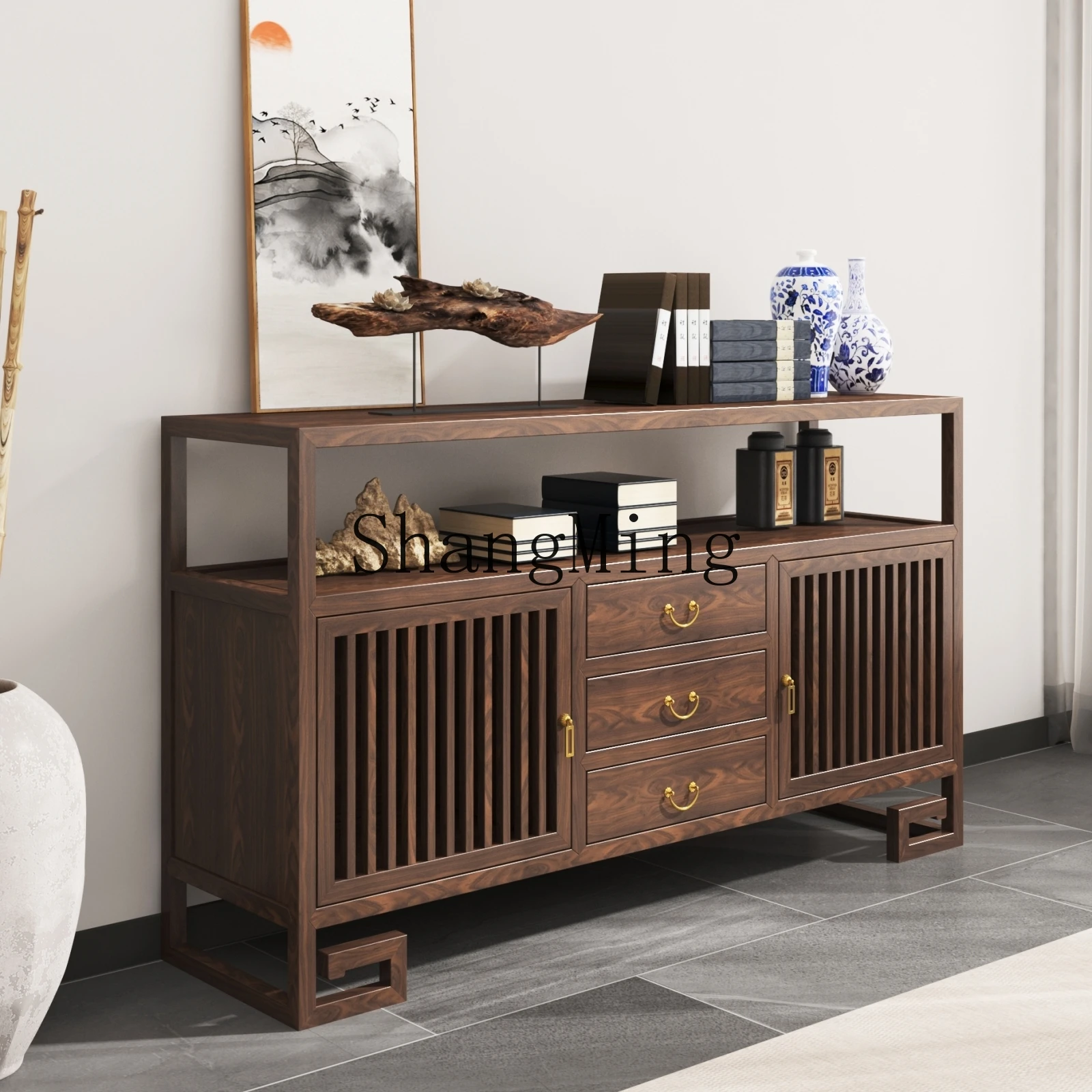 

CL new Chinese-style solid wood entrance table Chinese-style strip case entrance table serving table dining side wall locker