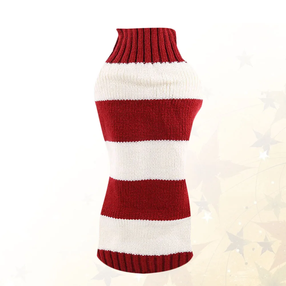 

Thick Red and White Stripe Dog Sweater Warm Pet Clothes Fashion Christmas Outfit for Small Dogs Size Xl Pet Sweater