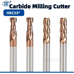 SIQICNC HRC55 Carbide End Mill 2/4 Flutes Milling Cutter Alloy Coating Tungsten Steel Cutting Tool CNC Maching Endmill 1-20mm