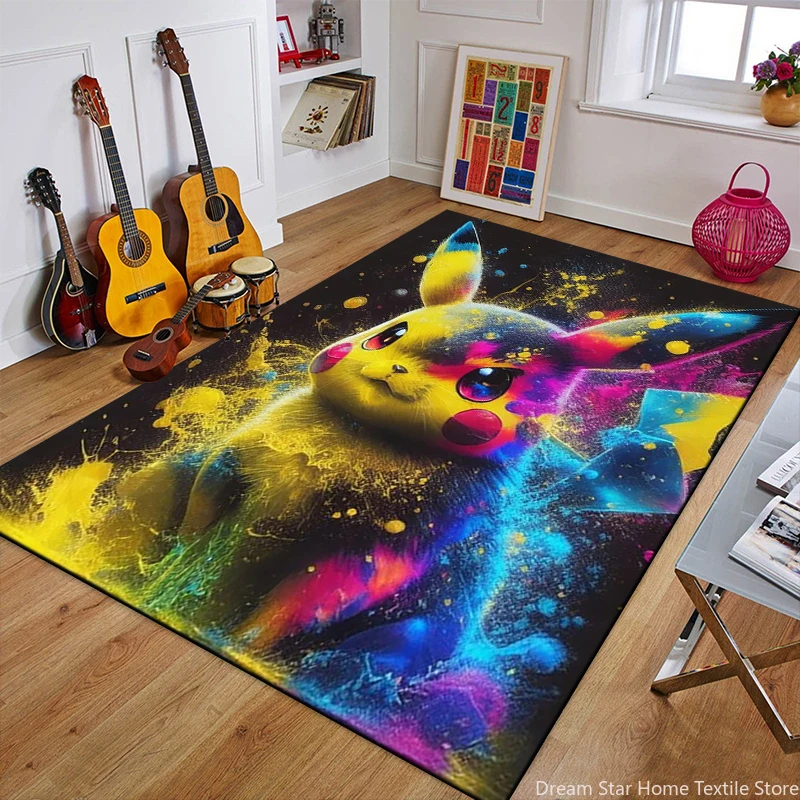 Cartoon Pokemon Anime 3D Carpet Rug for Home Living Room Bedroom Sofa Doormat Decor,Child Play Area Rug Non-slip Floor Mat Gifts