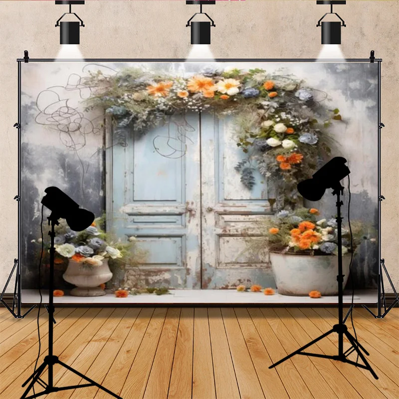 Fondo de fotografía Digital para el día de Pascua, accesorios para estudio fotográfico, conejo, flores, puertas de arco, maternidad, FH-01
