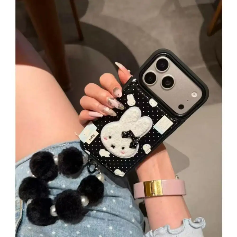 

Miffy Rabbit Cute Black Polka Dot Plush Phone Case Is Suitable for Iphone17 16 15 14 13Pro Max Phones with A Chain