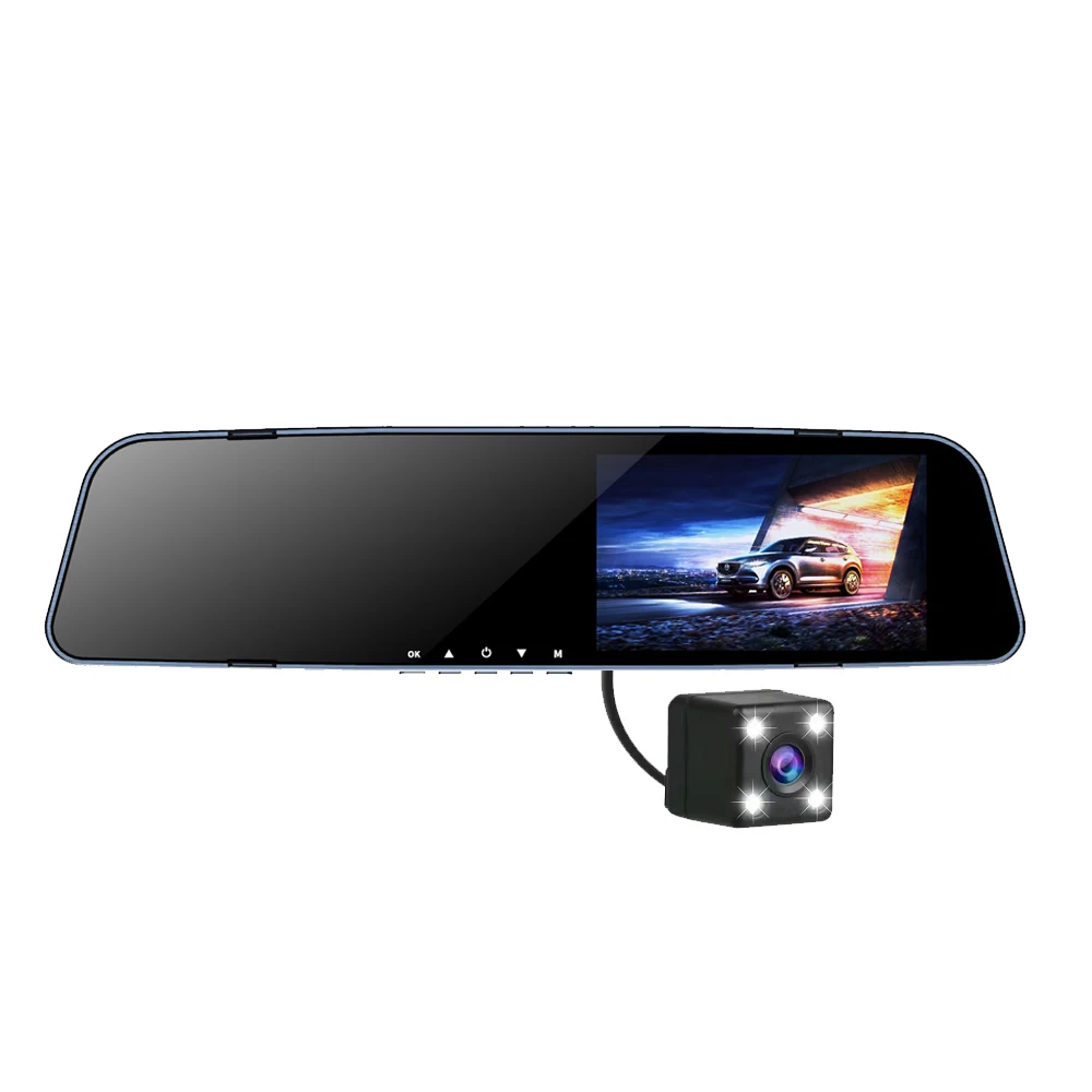 Hot 4.5-inch Night Vision Dual Lens Car Dvr Driving Recorder with Rearview Mirror 1080P High-definition Car Dash Cam
