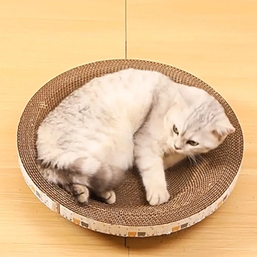 L Größe Katze Spielzeug Haustier Bett Kratzbrett Wellpappe Schüssel Pad Katzen Scratcher Spielzeug Oval Schleifen Klaue Spielzeug Katze Zubehör
