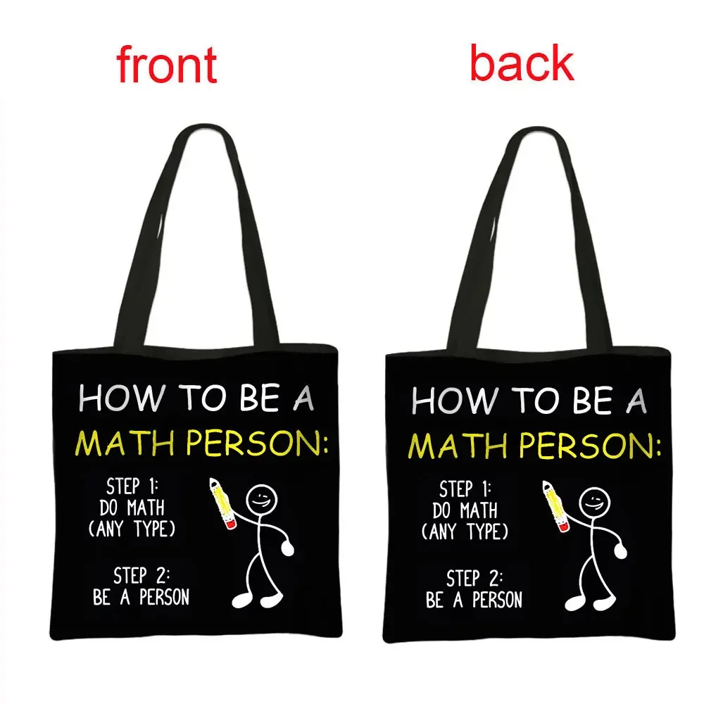 Funny Math Formula Print Shoulder Bags Geometric Algebra Equation Casual Tote Bags Women Handbag Girl Storage Book Shopping Bag