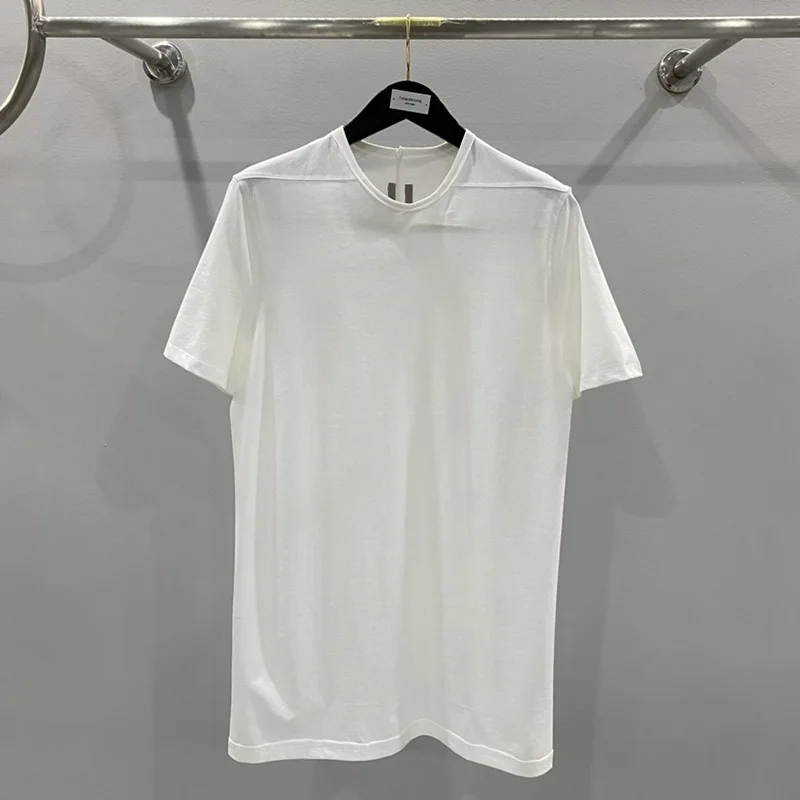 Owens T-shirt High Street Solid Color Short-sleeved Rick Tshirt Streetwear Cotton T Shirt Y2K Breathable Sweatshirt RO Pullover