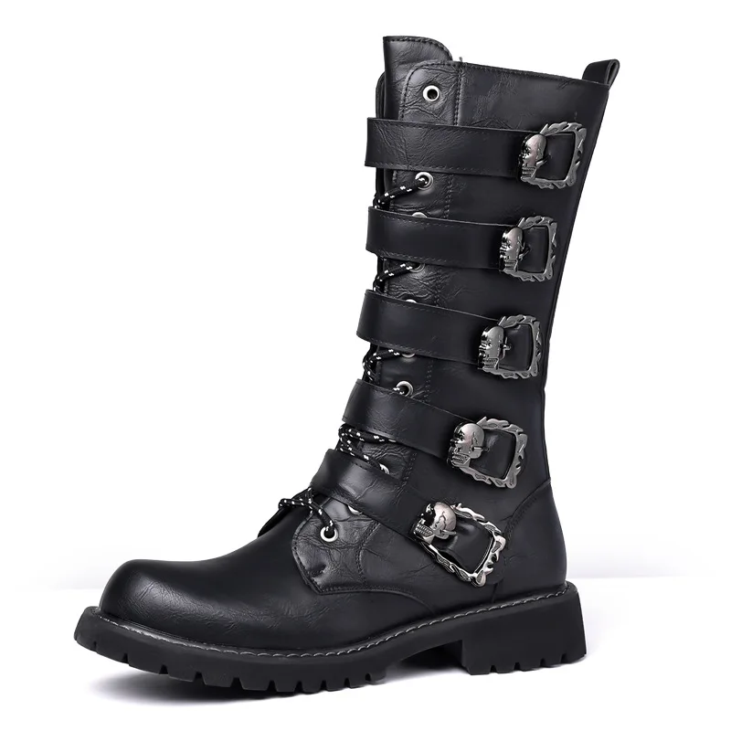 

Korean Big Size High-top Long Boots for Men Black Fashion Casual Platform Leather Shoes Male Autumn Winter New Designer Boot Man