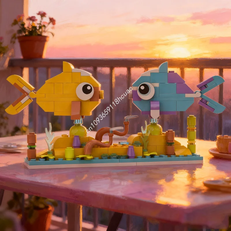 

130pcs MOC Classic Fish Model Building Blocks Christmas Gift Assemble Construction Toys DIY Idea Brick Kids Creative Education