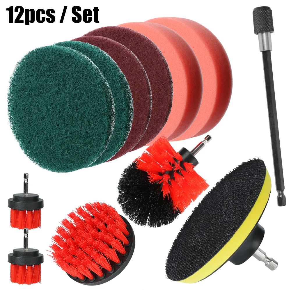 Power Scrubber For Clean Car Wheel Tire Windows Drill Brush Attachment Tool Kit With Extension Wash Cleaning Brushes