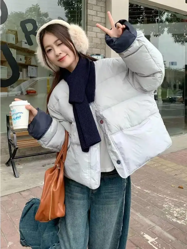 

Синий шарф-пальто женский из хлопка, весенний, уникальный, очень красивый, на пуху, модный, в корейском стиле, свободного кроя