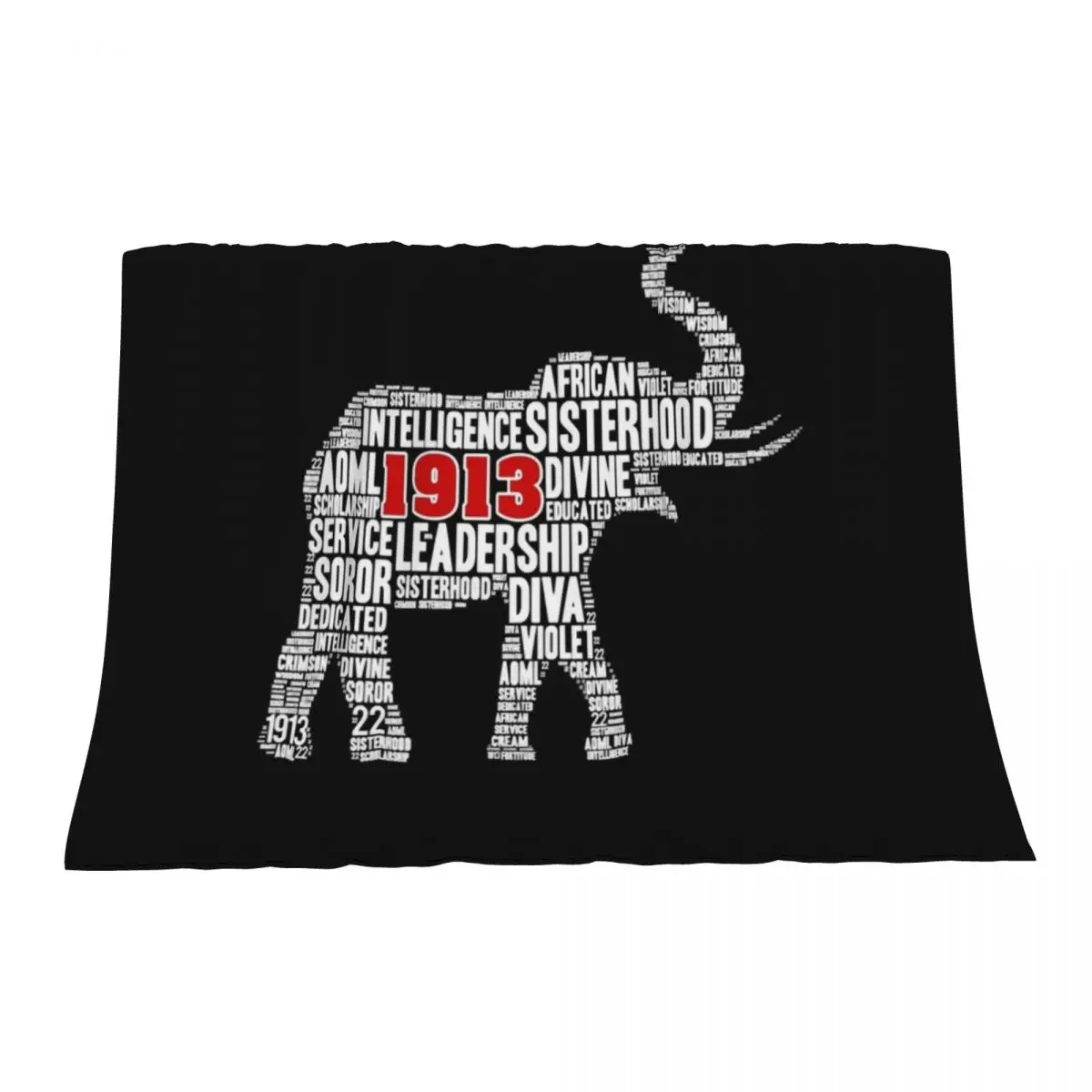 

Delta-1913 Sorority Elephant Sigma-Theta Words Throw Blanket for sofa Quilt Designers Blankets