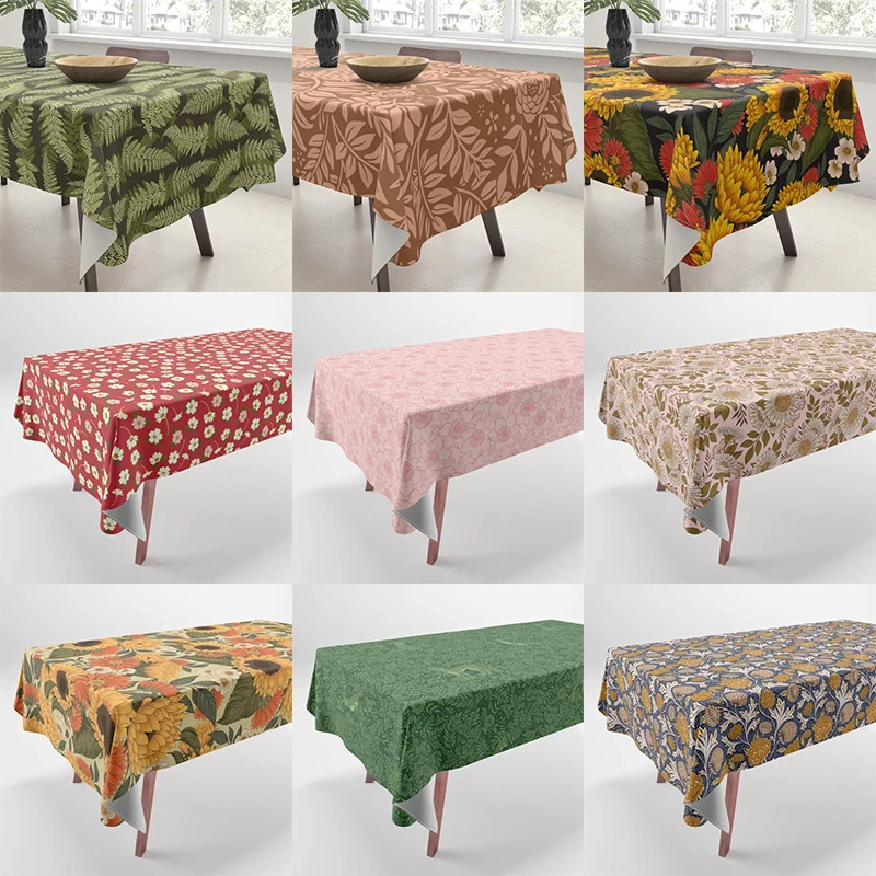 Beautiful Abstract Dense Flower Pattern Tablecloth Home Decoration Rectangular Party