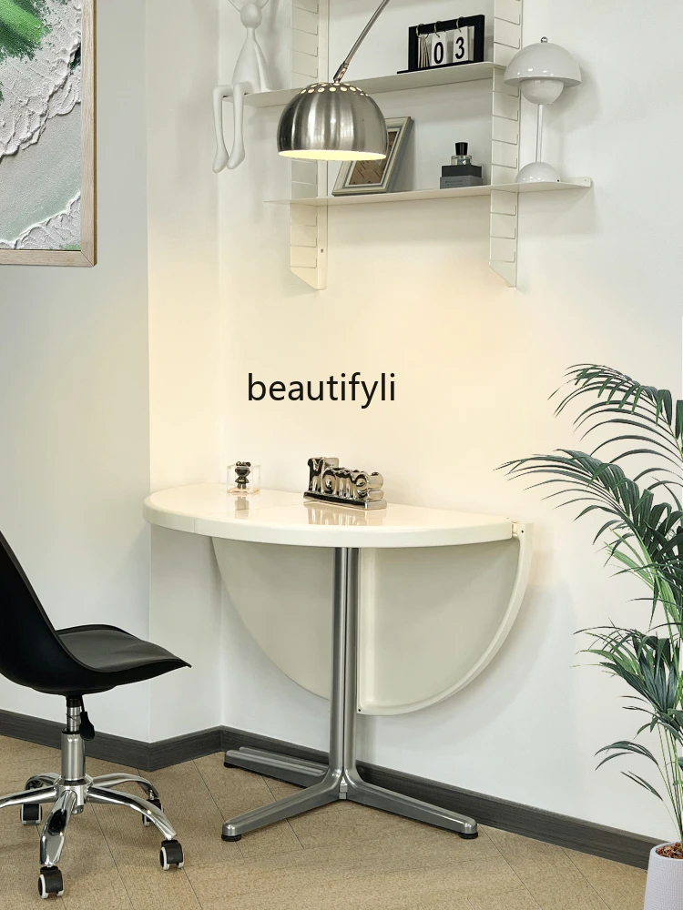 

Vintage PLANO Foldable Multifunctional Dining Table Vintage Semi-Circular Irregular Designer