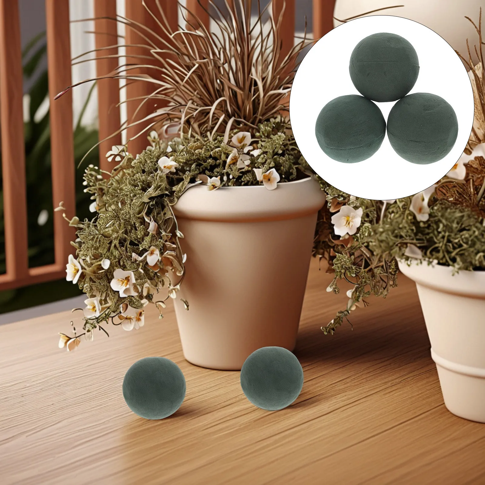 

3Pcs Fresh Flower Mud Round Floral Foam Balls Durable for Flower Arrangement DIY Craft Wedding Home Office Foam Flowers