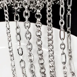New 1Meter Stainless Steel Steel Color Chain for Necklace Bracelet Rolo Cable Link Chain Jewelry Making DIY Handmade Accessories