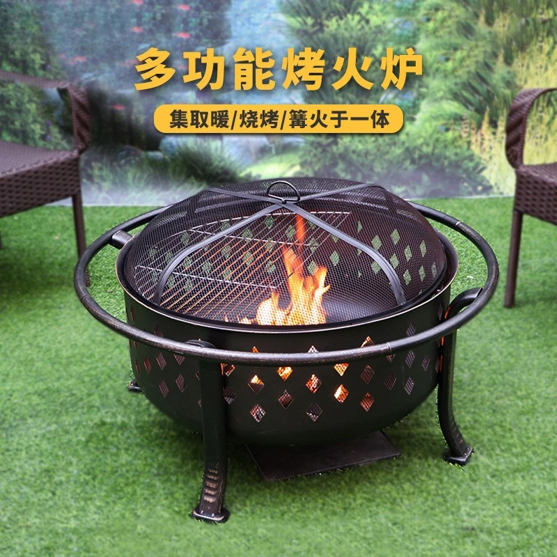 Winter Garden Fireplace Tea Cooking Outdoor Fireplace Chimney Heating Furnace Charcoal Roasting Fireplace Rural Brazier Bonfire