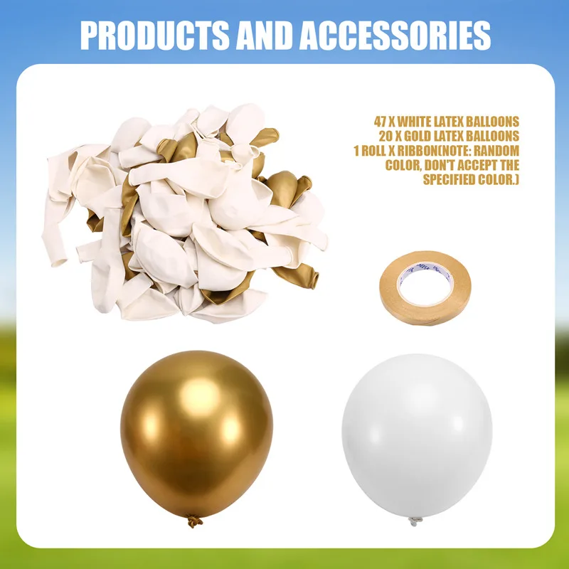 White And Gold Latex Balloons, 67Pcs 12 Inch Metallic Gold And White Gathering Balloons For Birthday,Graduation,Wedding