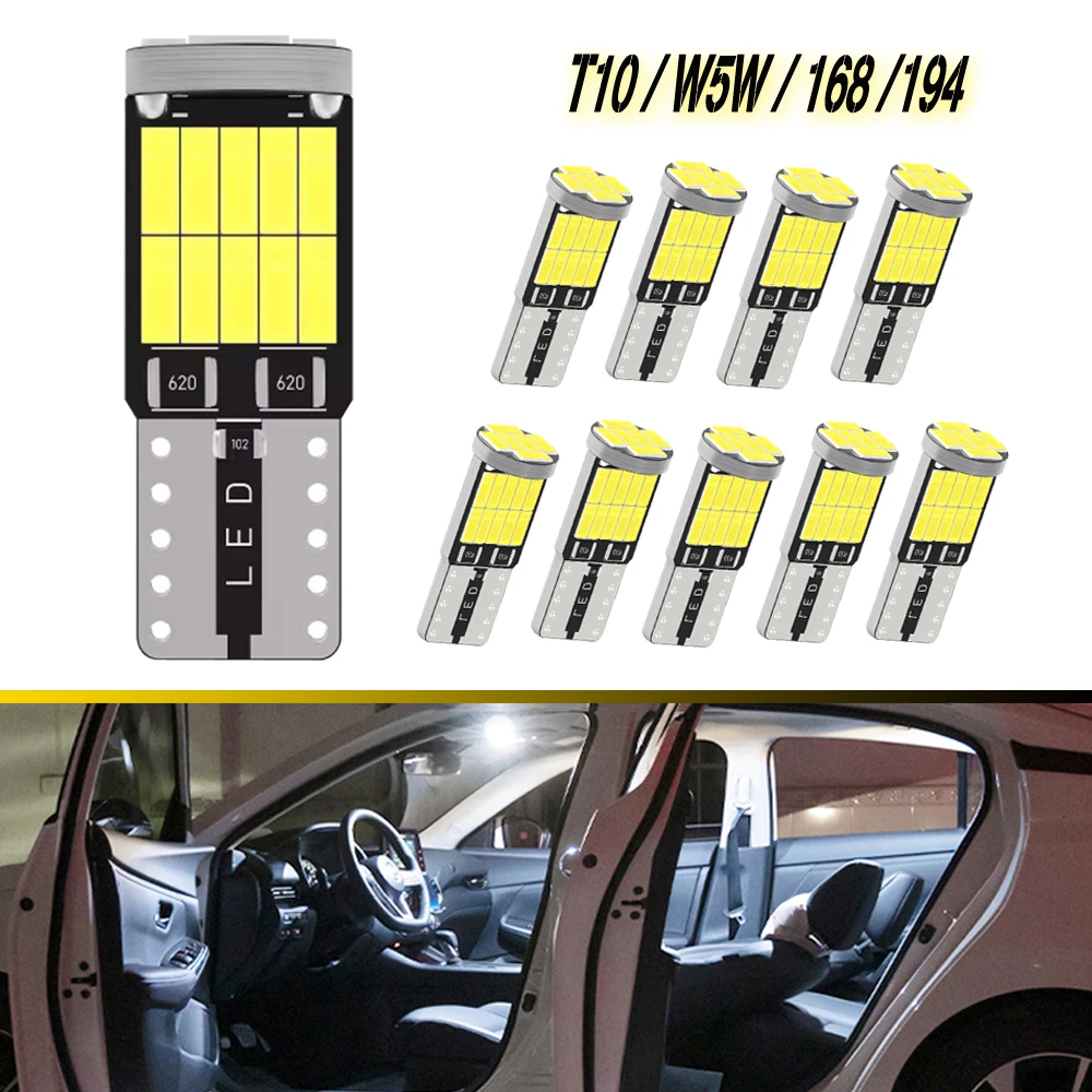 10 Stück W5W T10 LED-Glühbirnen Canbus 4014 26SMD 12V 6000K 194 168 LED Auto-Innenbeleuchtung Kartenleuchte Deckenleuchte Parklicht Auto-Signallampe