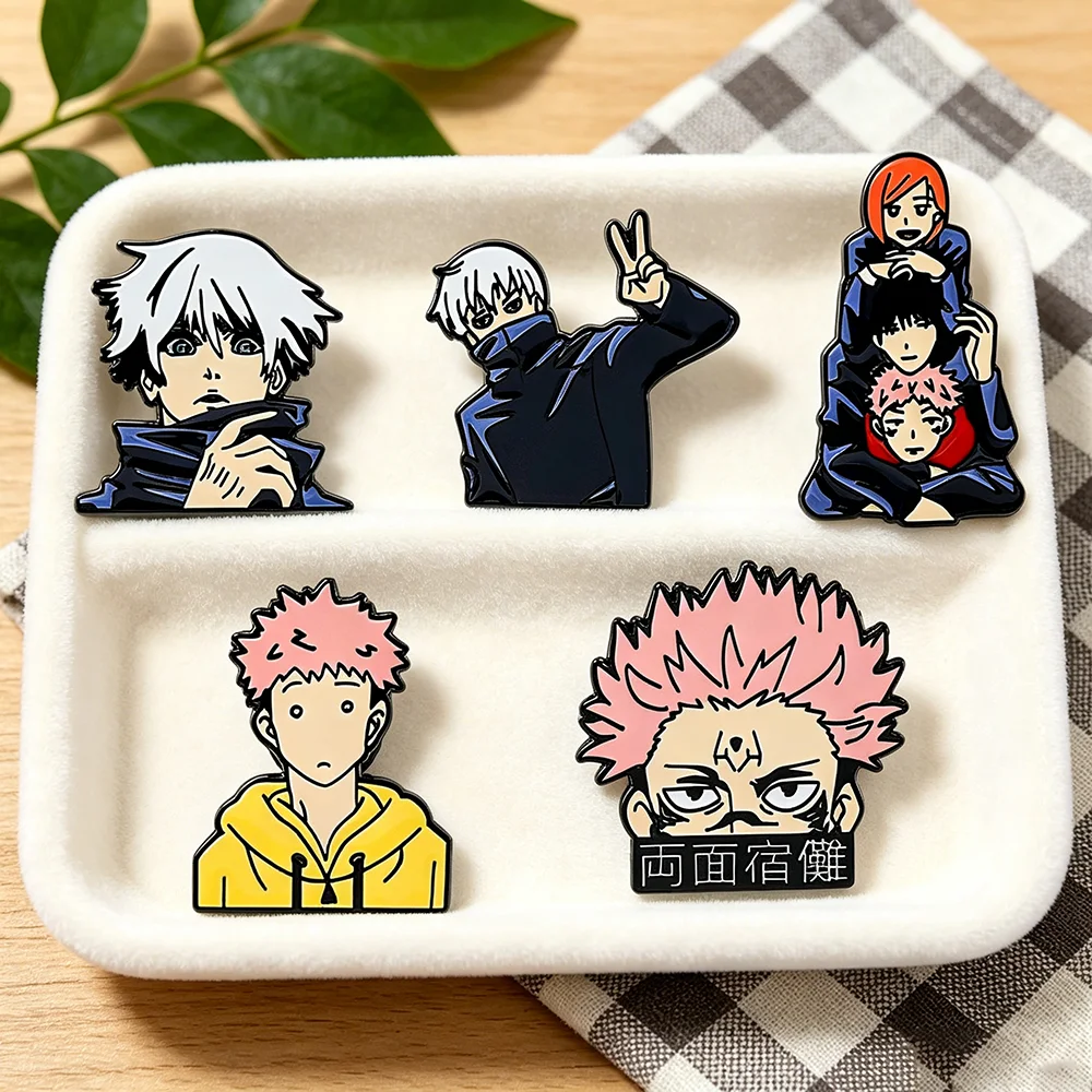 Anime-Charakter Anstecknadeln Sammelbare Pins - Gojo Yuji Nobara Megumi Sukuna Designs für Rucksäcke Fan-Artikel