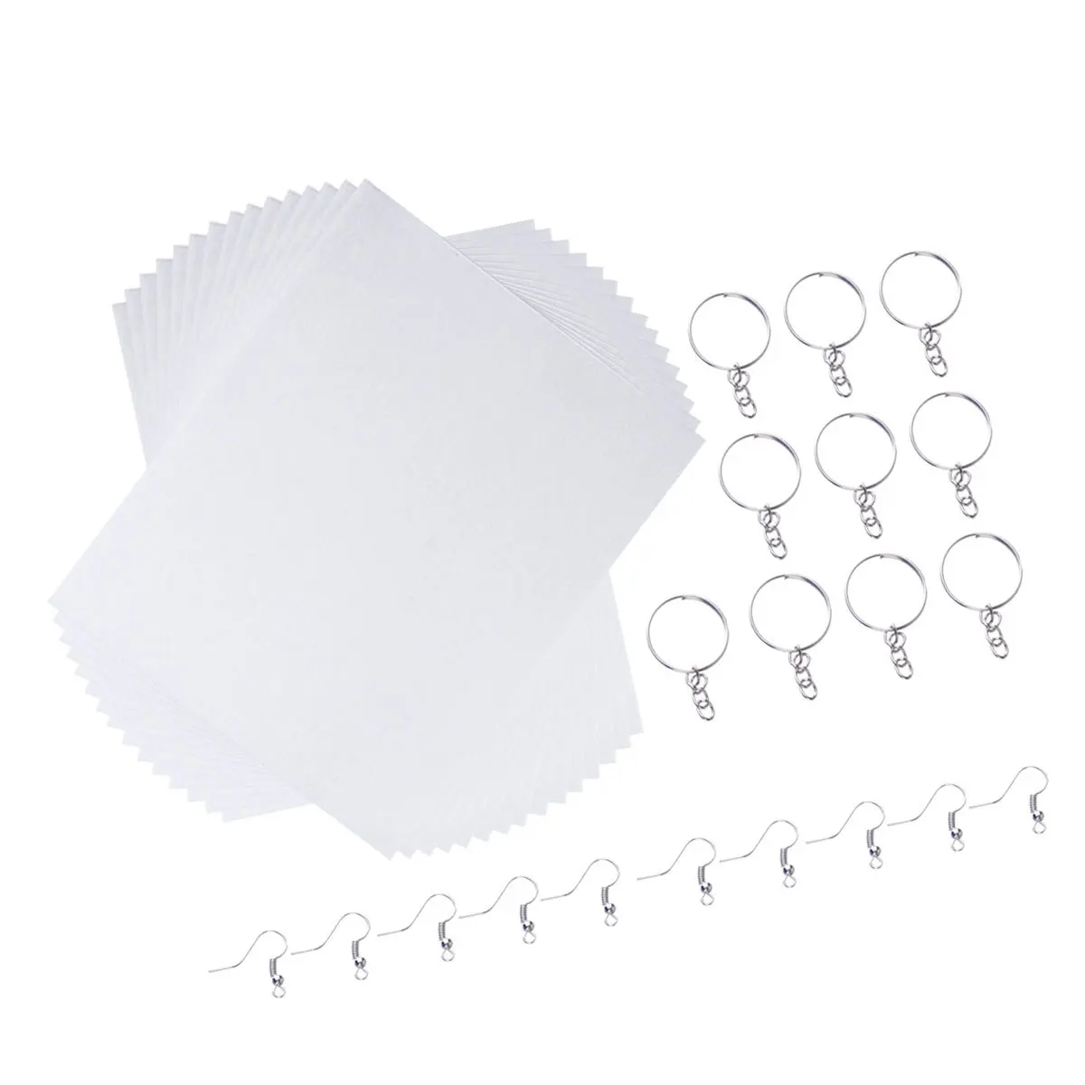

10pcs Heat Shrink Film Set Transparent Diy Sheets For Hand-Painted Crafts Keyring Charms Jewelry Making Kit Diy Ear Hook