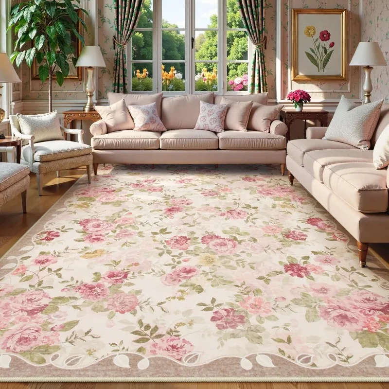 Rose Vines Carpet Advanced Bedroom Area Rug Ingredient Safety Gentle To The Touch Non-slip Machine Washable Sofa Side Mat Tapis