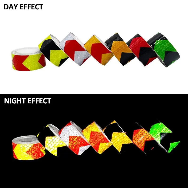 VOOFENG 2.5cm*3m Arrow Reflective Tape Car Sticker Multi-Color Traffic Safety Warning Tape Reflector for Bike Motorcyle Truck