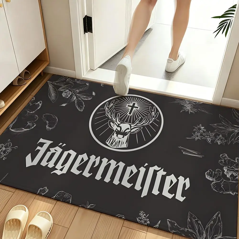 Liquor J-Jaegermeister Floor Mat Soft Flannel Entrance Door Mat Non Slip Absorbent Bathroom Bedroom Floor Rug