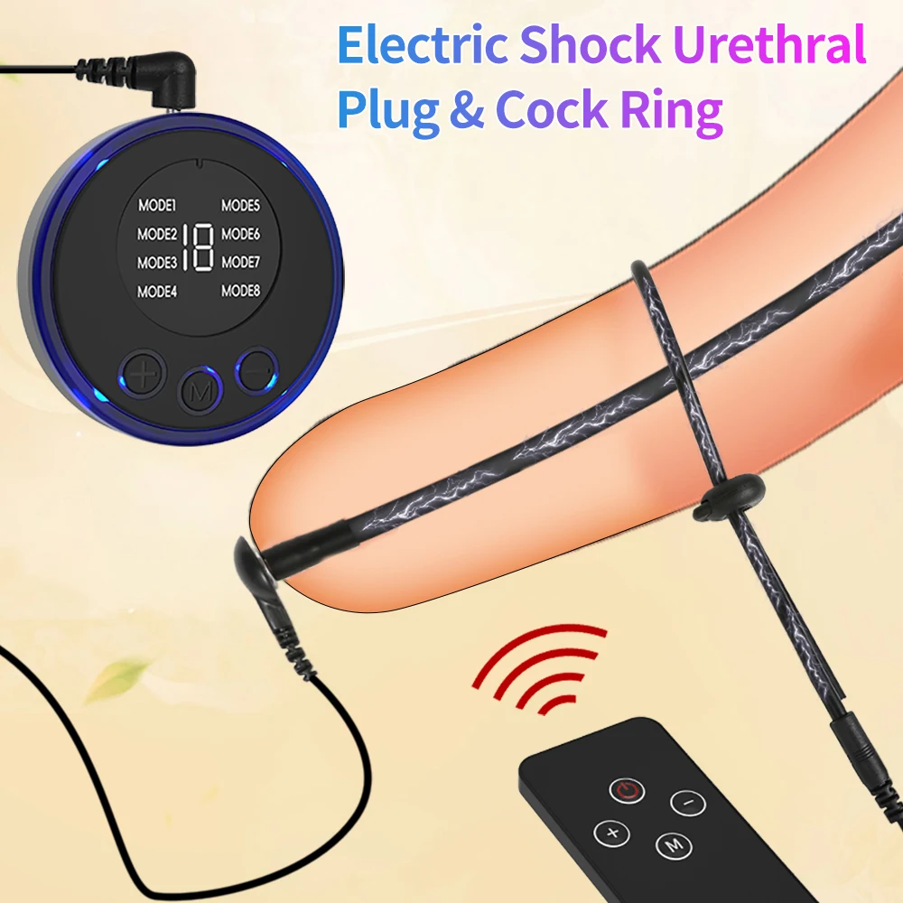 SM Electric Shock Urethra Player Metal Bead Urethral Sounding Plug Penis Ring Prostate Massage Horse Eye Rod Sex Products