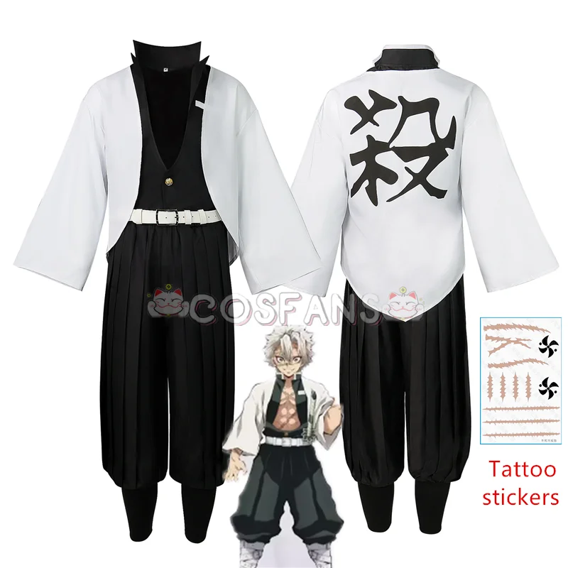 Shinazugawa Sanemi Cosplay Costume Wig Anime Demon Wind Hashira Uniform Stickers Slayer Kimetsu No Yaiba Swordsmith Village c