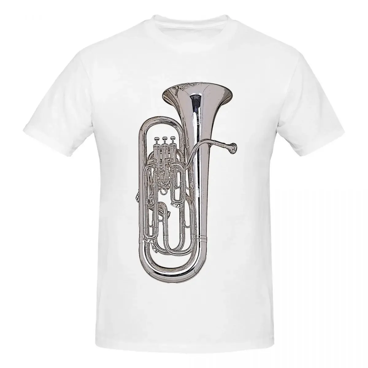 Big Silver Euphonium 100% Cotton T-shirt Male Classic T Shirts Men crew Neck Short Sleeve S-6XL