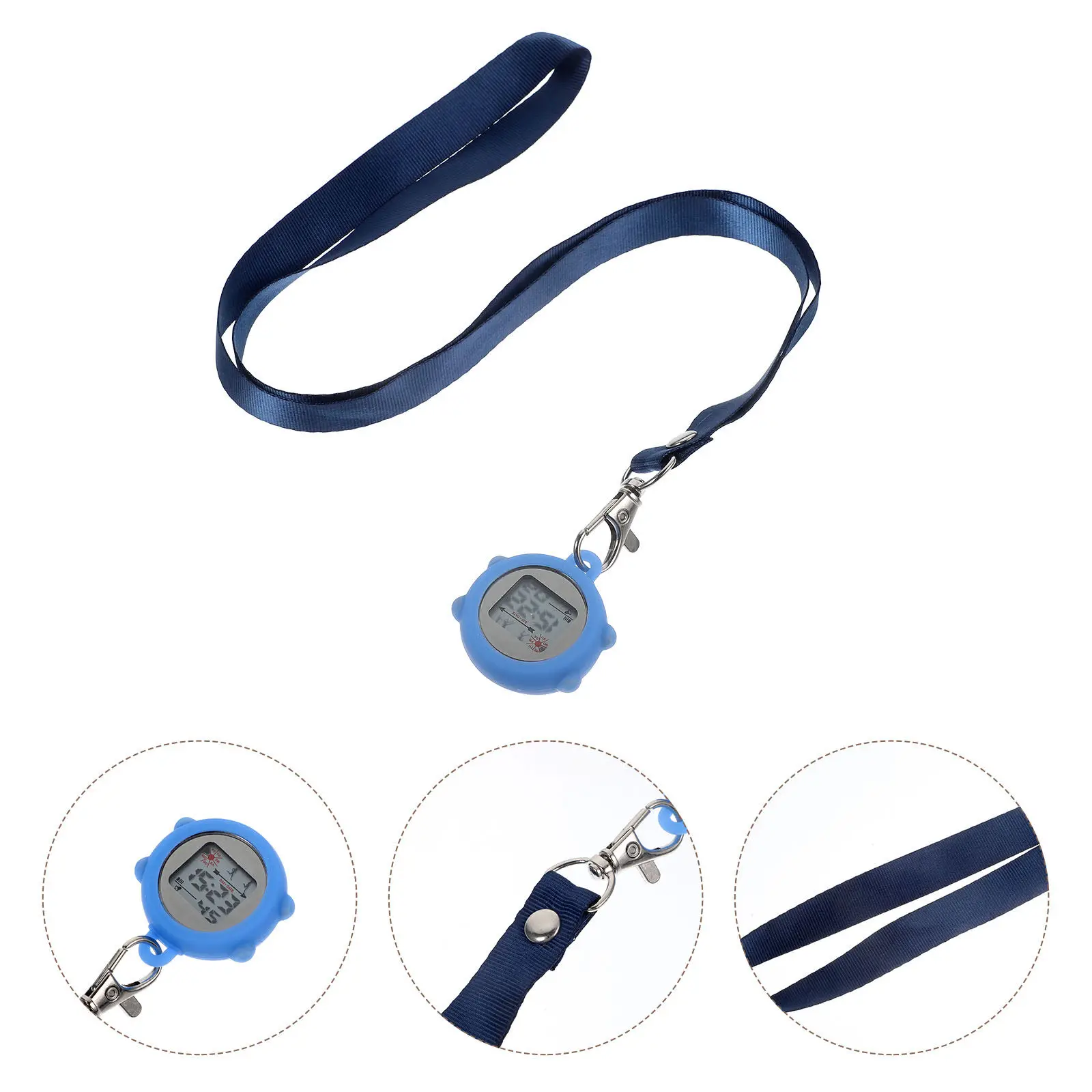 Electronic Nurse Pocket Watch Big Round Face Use Clip on Portable Watch with Neck Rope Clip on Watches