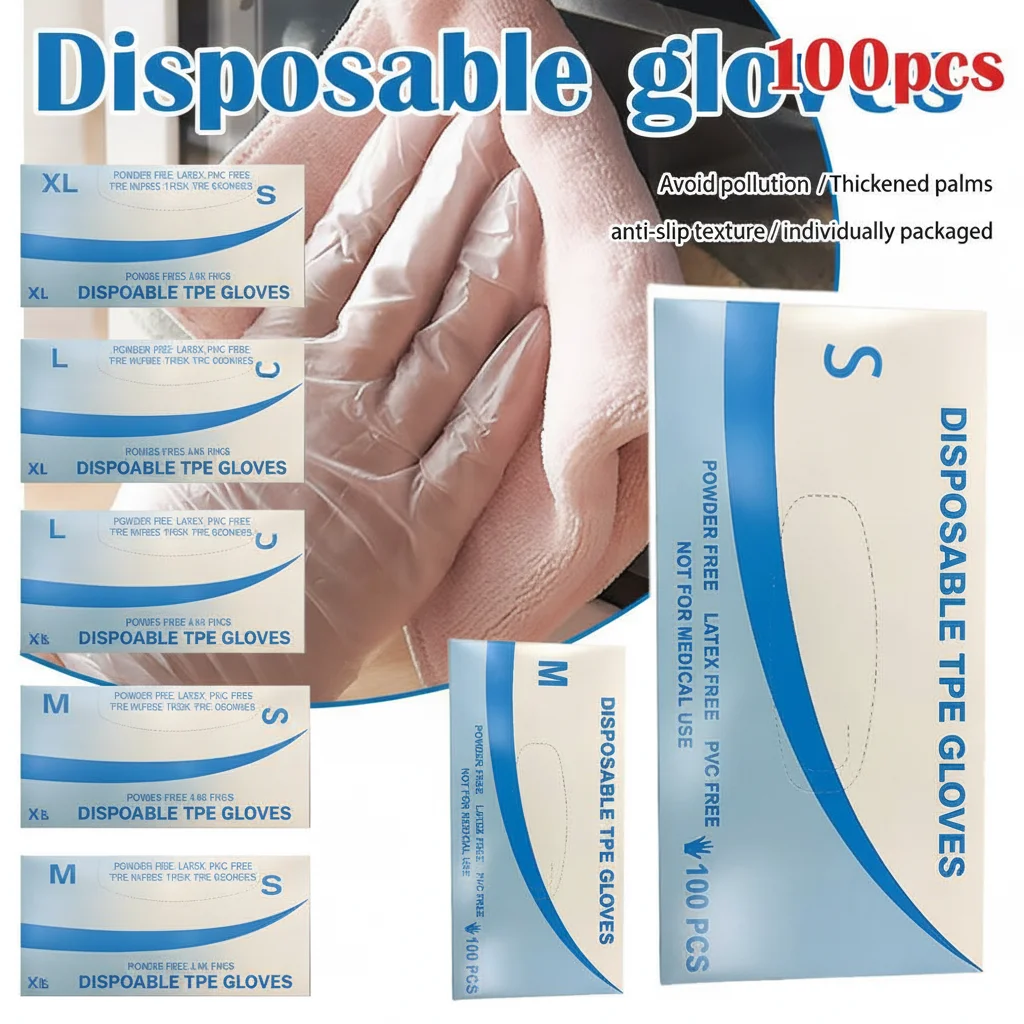 100PCS Disposable Sterile Gloves Dental Testing Exam Gloves Non-Latex Powder-Free for Medical Use