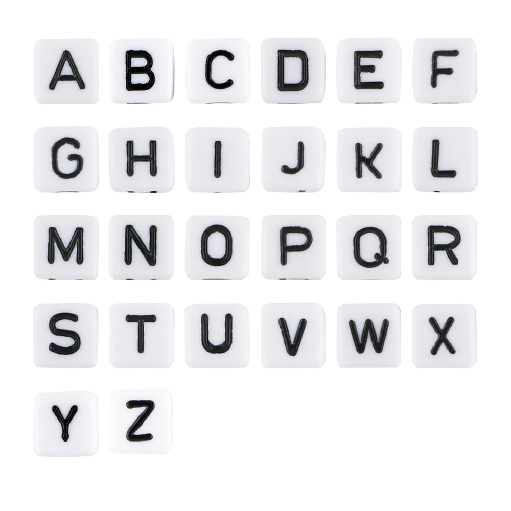 80Pcs 10*10MM Square White Letter Acrylic Beads A-Z Cube Loose Spacer Alphabet Beads For Jewelry Making Diy Accessories image 2