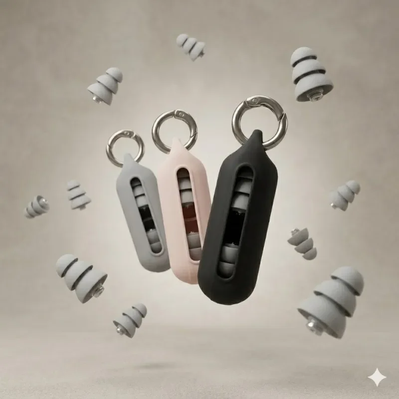 3-Layer Noise Reduction Silicone Earplugs Portable Keychain Sound Isolation Plugs for Sleep Multi Scenarios