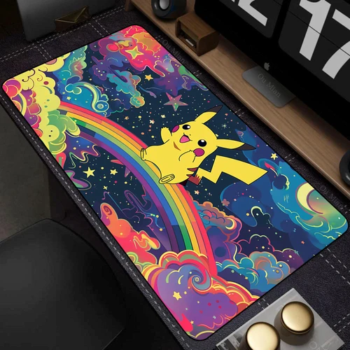 Imagen 2 del producto Nuevo alfombrilla de ratón de cuero Kawaii de Anime japonés Pikachu, alfombrilla colorida para Gamer, alfombrilla para teclado de Pokémon, alfombrilla para escritorio para juegos de ordenador portátil