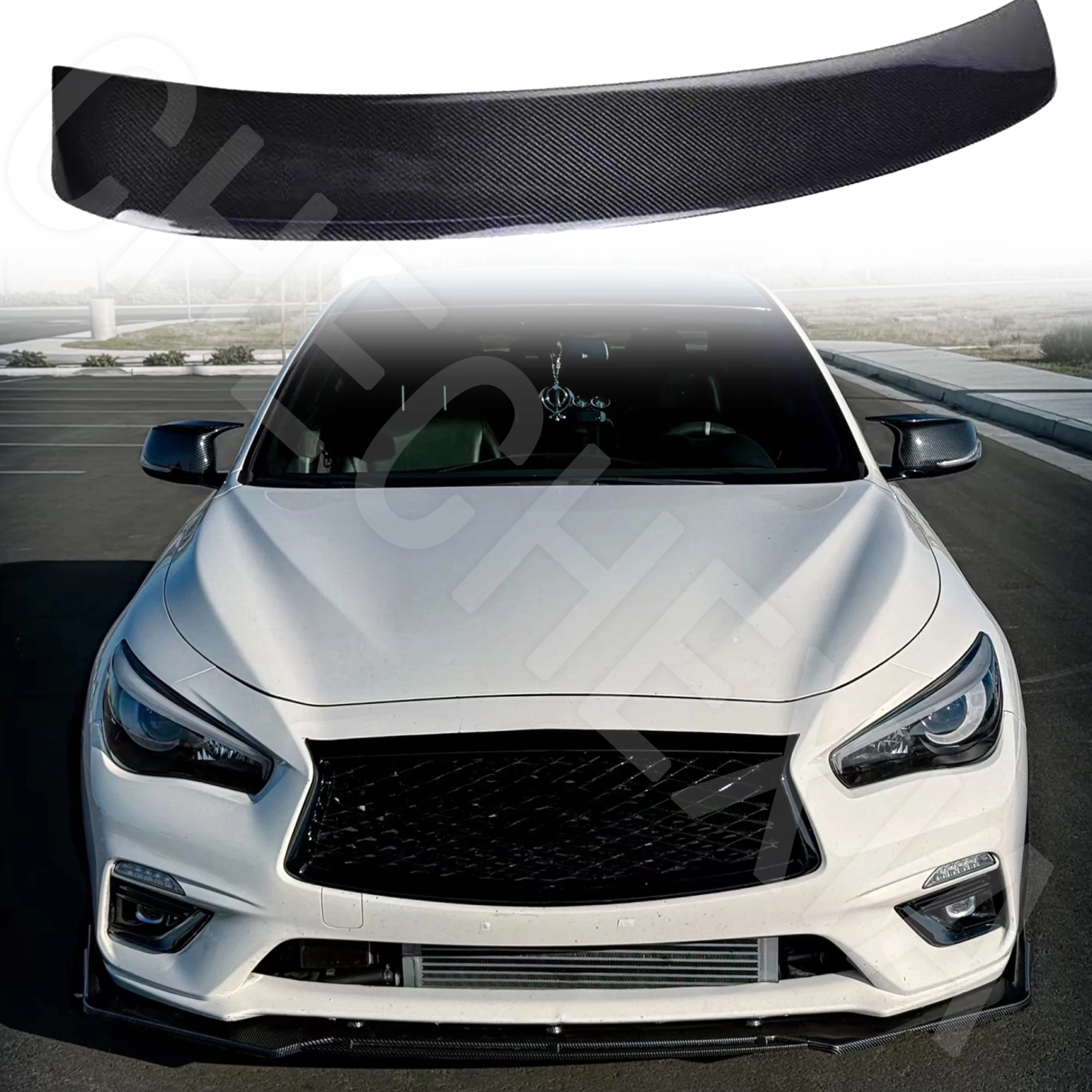 

Для 2013-2017 Infiniti Q50L 4-дверный спойлер на крышу заднего окна, высококачественные аксессуары из углеродного волокна, автомобильный спойлер в стиле AG