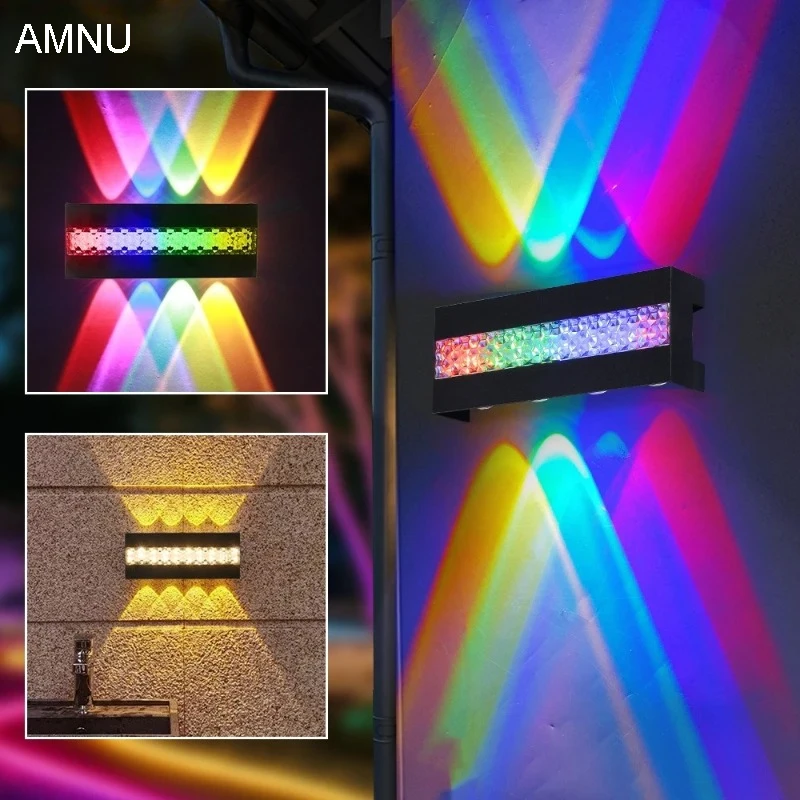 

Уличный водонепроницаемый настенный светильник RGB LED 6W/8W/10W, светильник-прожектор для лестниц и коридоров, 8-головочный телескопический садовый светильник, настенный светильник