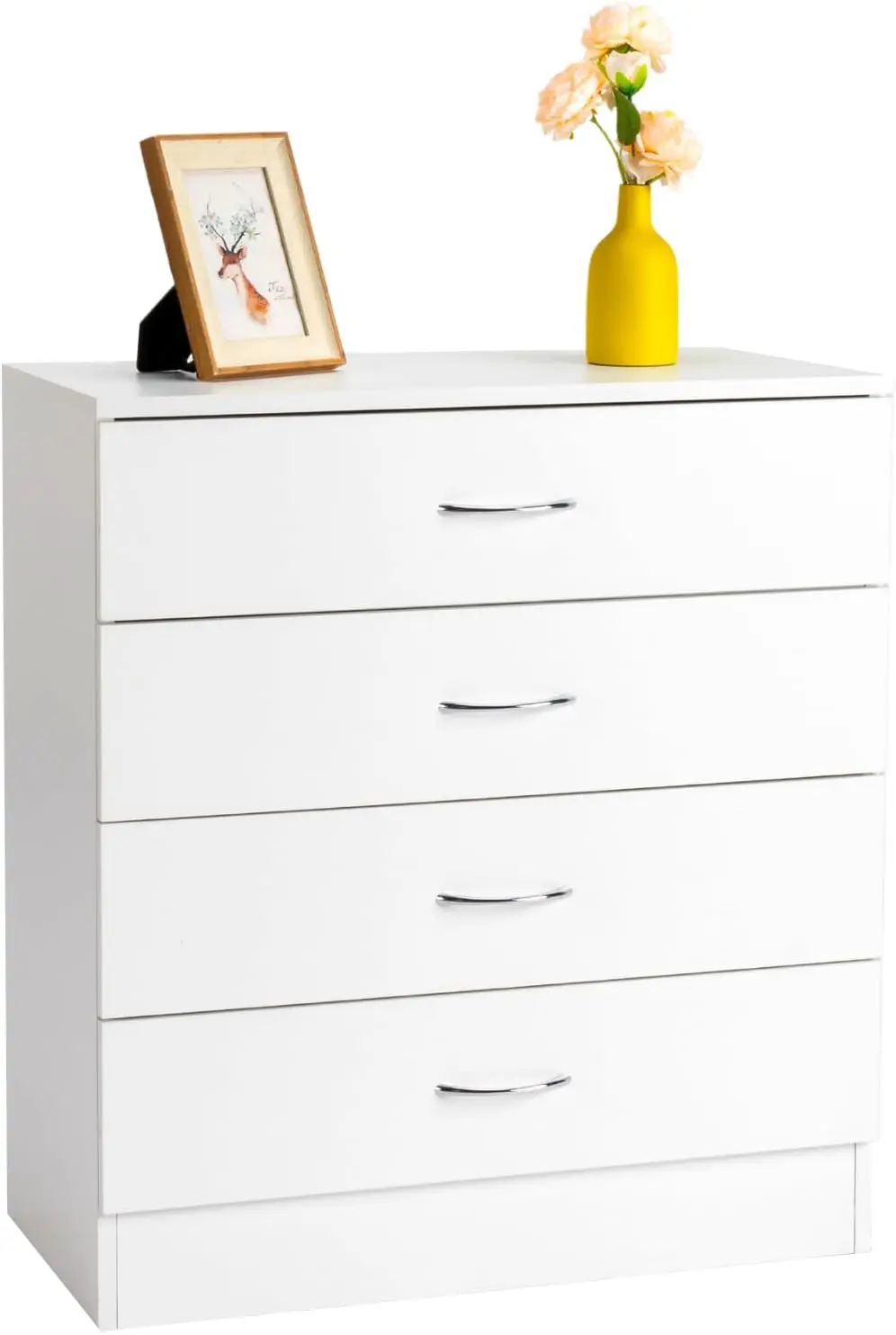 White 4 Drawer Dresser, Small Dresser for Bedroom, Dresser for Closet, Wood Storage Chest of Drawers,