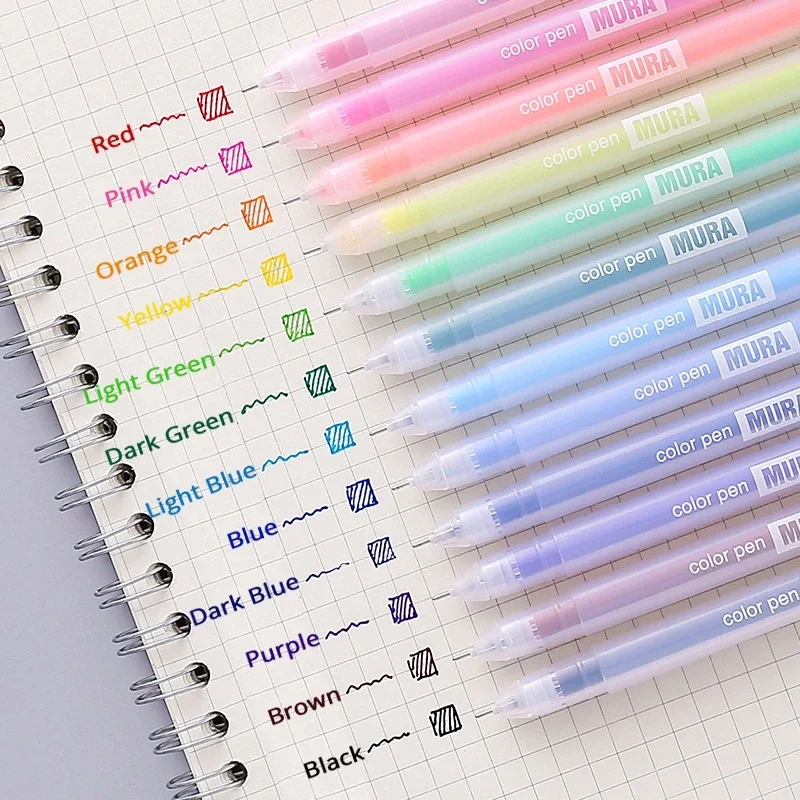 Juego de 9/12 Uds. De bolígrafos de Gel de colores Kawaii, bolígrafo de 0,5mm para diario, papelería escolar