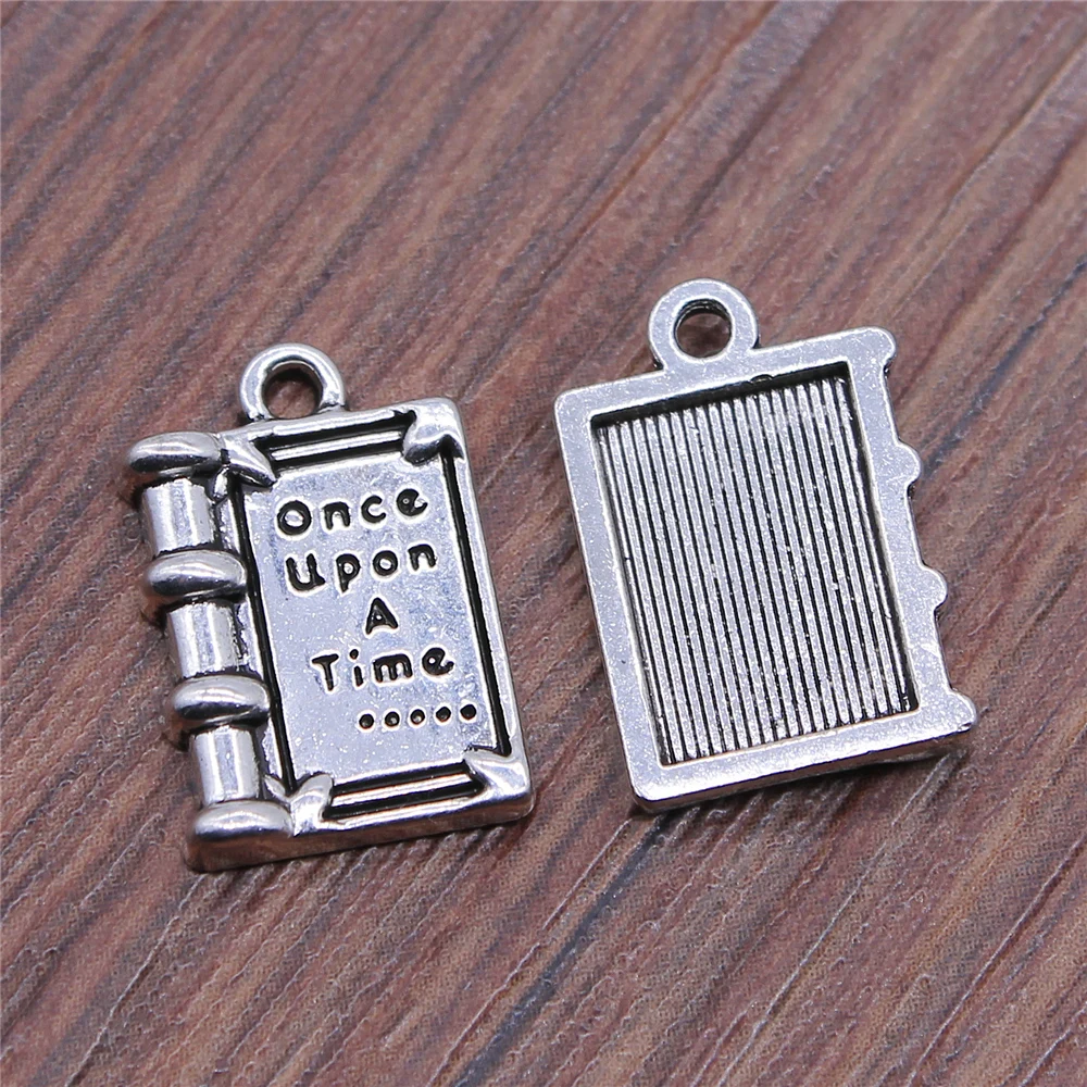 WYSIWYG 10pcs Once Upon A Time Storybook Charms Pendant Diy Jewelry Findings Antique Silver Color 12x18mm