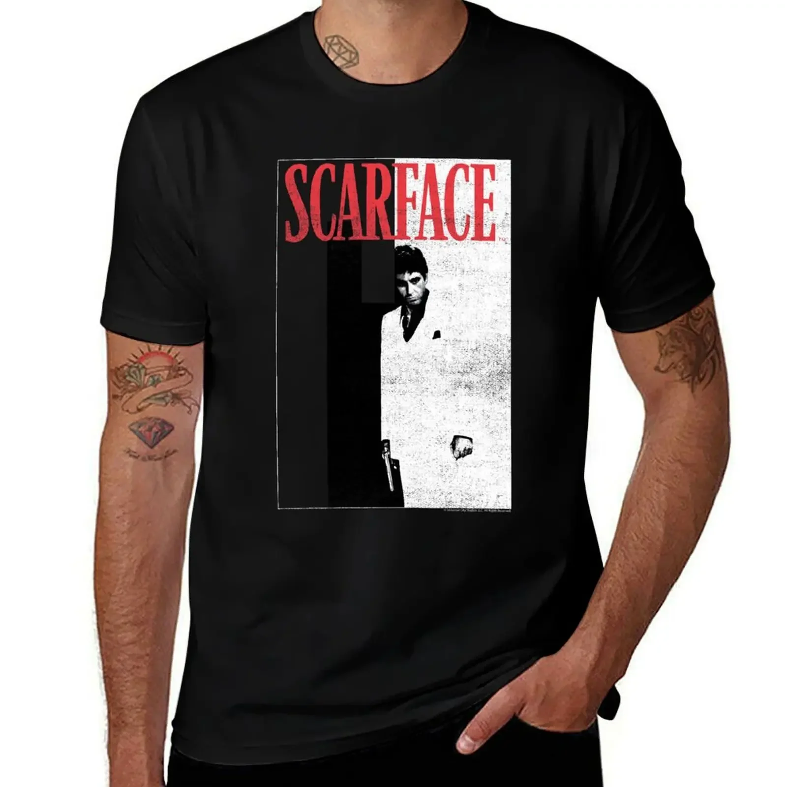 Scarface Two-Toned Movie Poster T-Shirt rapper graphic tees sports fans aesthetic clothes men workout shirt