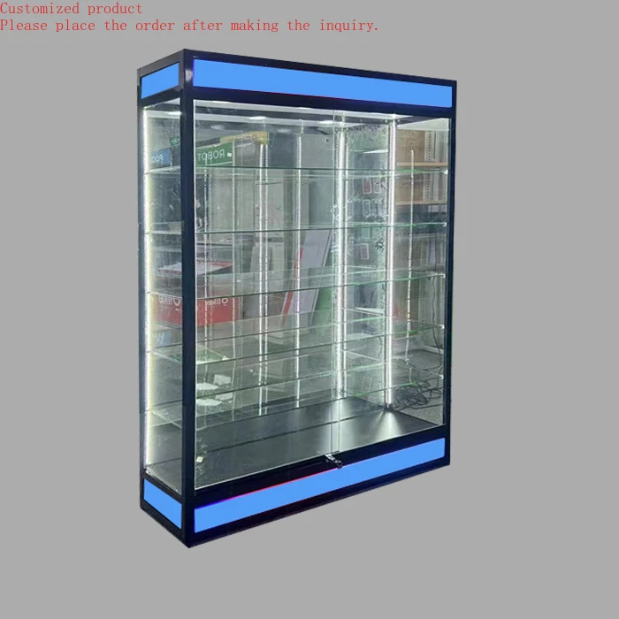 

Custom.Retail Shop Furniture Aluminum Frame Showcases Glass Display Tobacco Store Glass Cabinet Display Case Smoke Shop Display