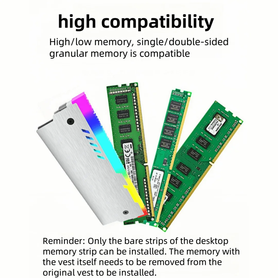 CX FUTRUE Aluminum Desktop Memory Module Heat Dissipation Vest, ARGB Light Effect, Desktop Memory Heat Dissipation Vest.