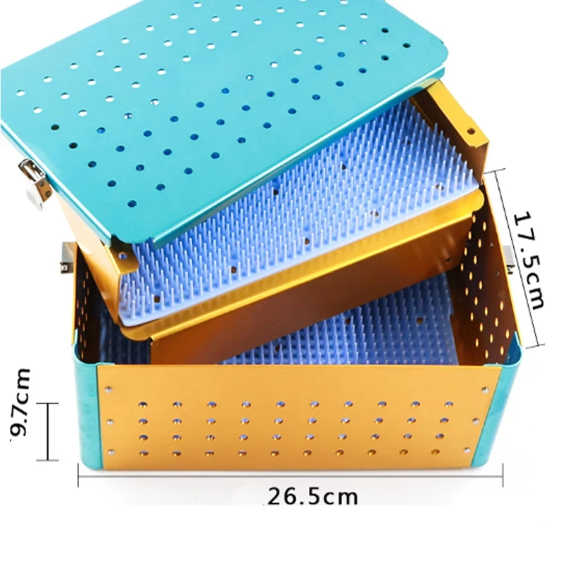 Caja de desinfección de silicona importada, instrumentos quirúrgicos oftálmicos de acero inoxidable, desinfectante de alta temperatura y alta presión