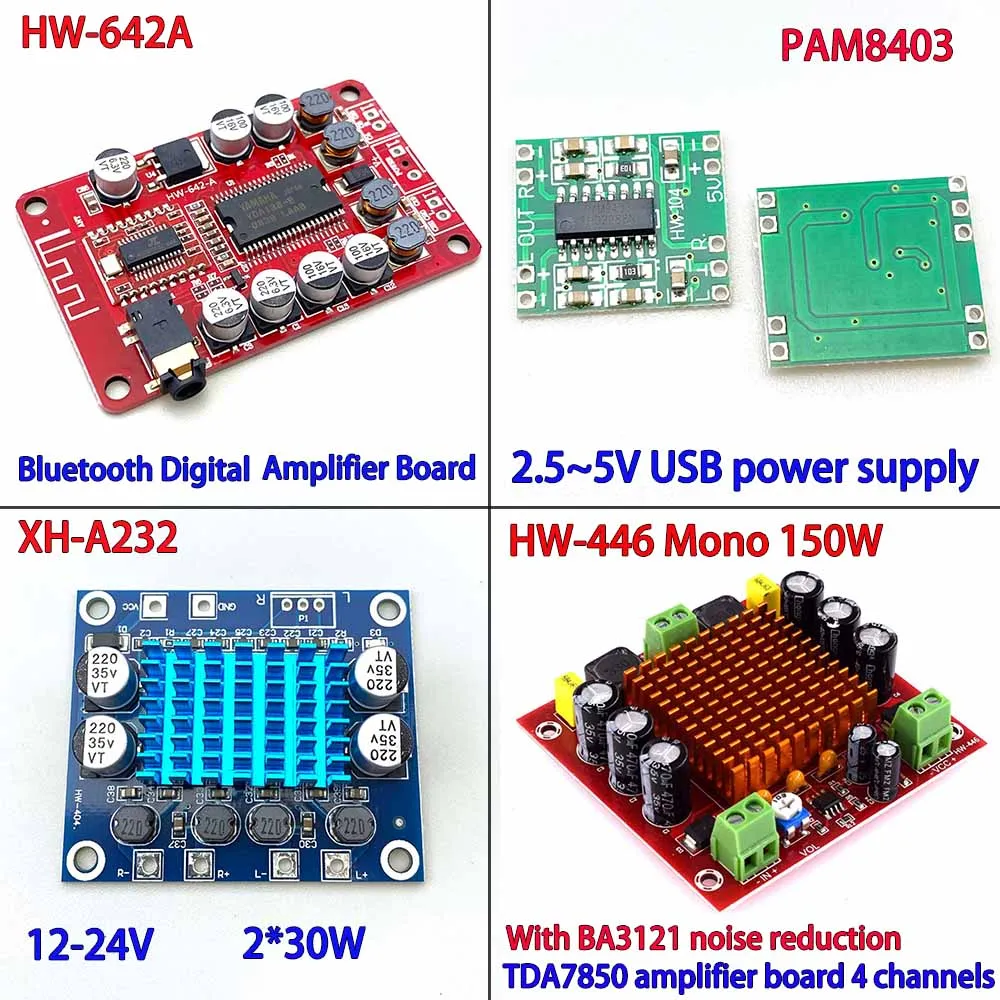 HW-446  TPA3116DA XH-M543 TPA3116D2 XH-A232 TPA3110 30W+30W 2.0 Channel Digital Stereo Audio Power Amplifier Board DC 8-26V 3A